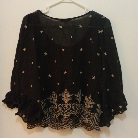 American eagle outfitters black blouse with white embroidery. Medium - Picture 4 of 8